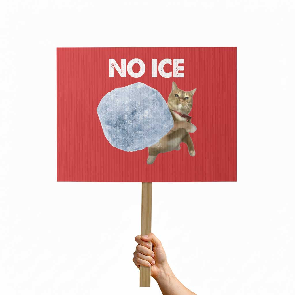 No Ice Protest Sign Funny Cat Meme Subtle FDT Political Satire TS10 Horizontal 18