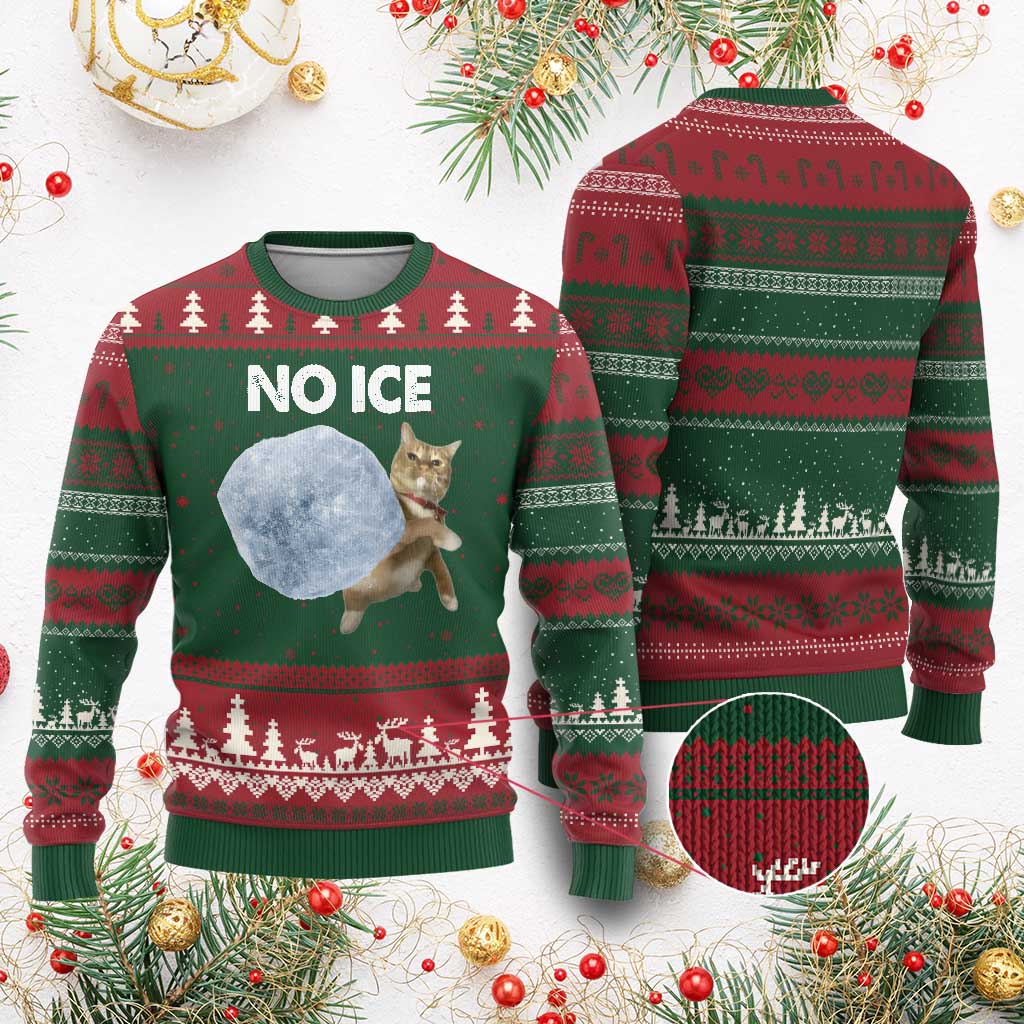 No Ice Ugly Christmas Sweater Funny Cat Meme Subtle FDT Political Satire TS10 Red Green Print Your Wear
