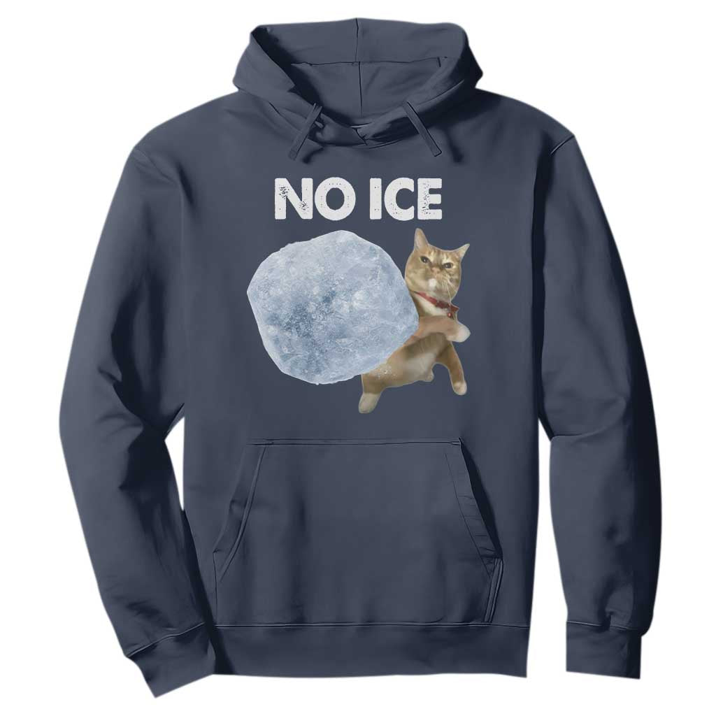 No Ice Hoodie Funny Cat Meme Subtle FDT Political Satire TS10 Navy Print Your Wear