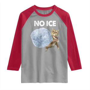 No Ice Raglan Shirt Funny Cat Meme Subtle FDT Political Satire TS10 Sport Gray Red Print Your Wear