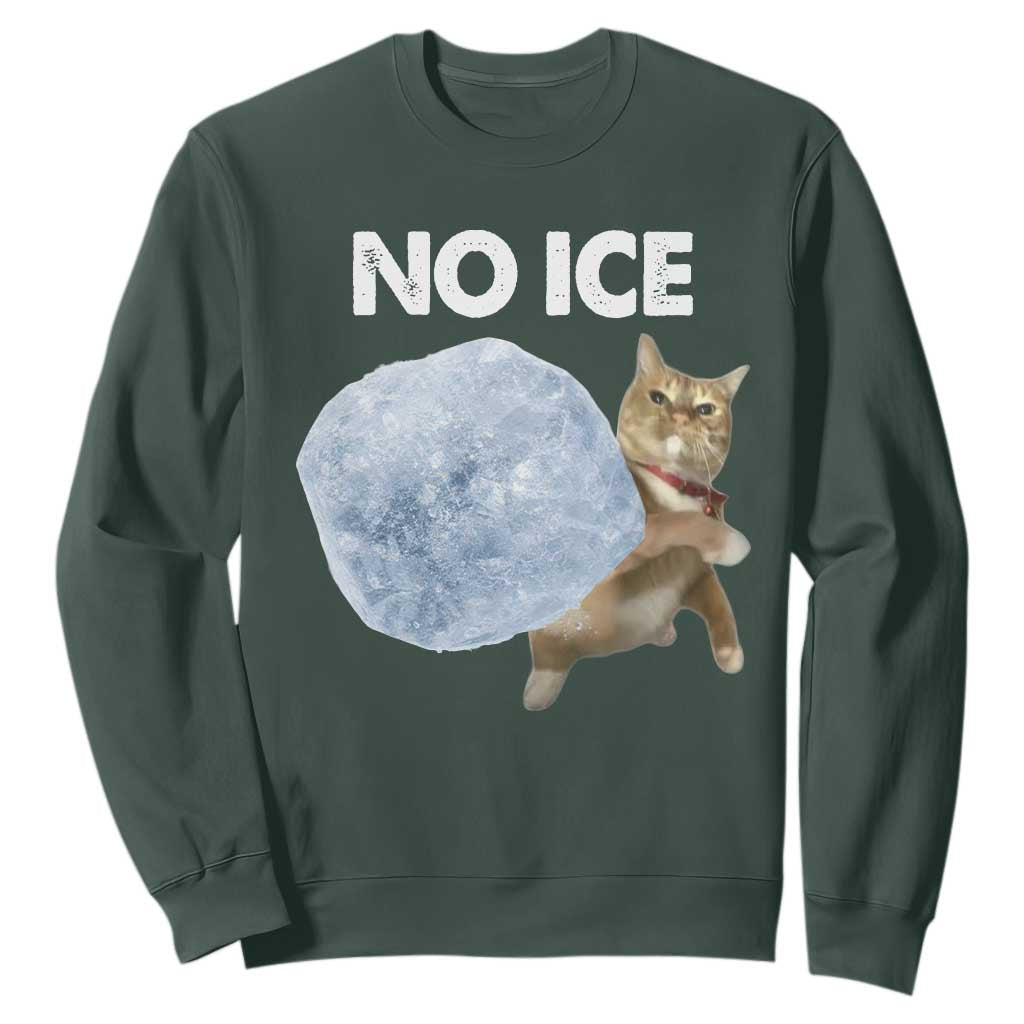 No Ice Sweatshirt Funny Cat Meme Subtle FDT Political Satire TS10 Dark Forest Green Print Your Wear