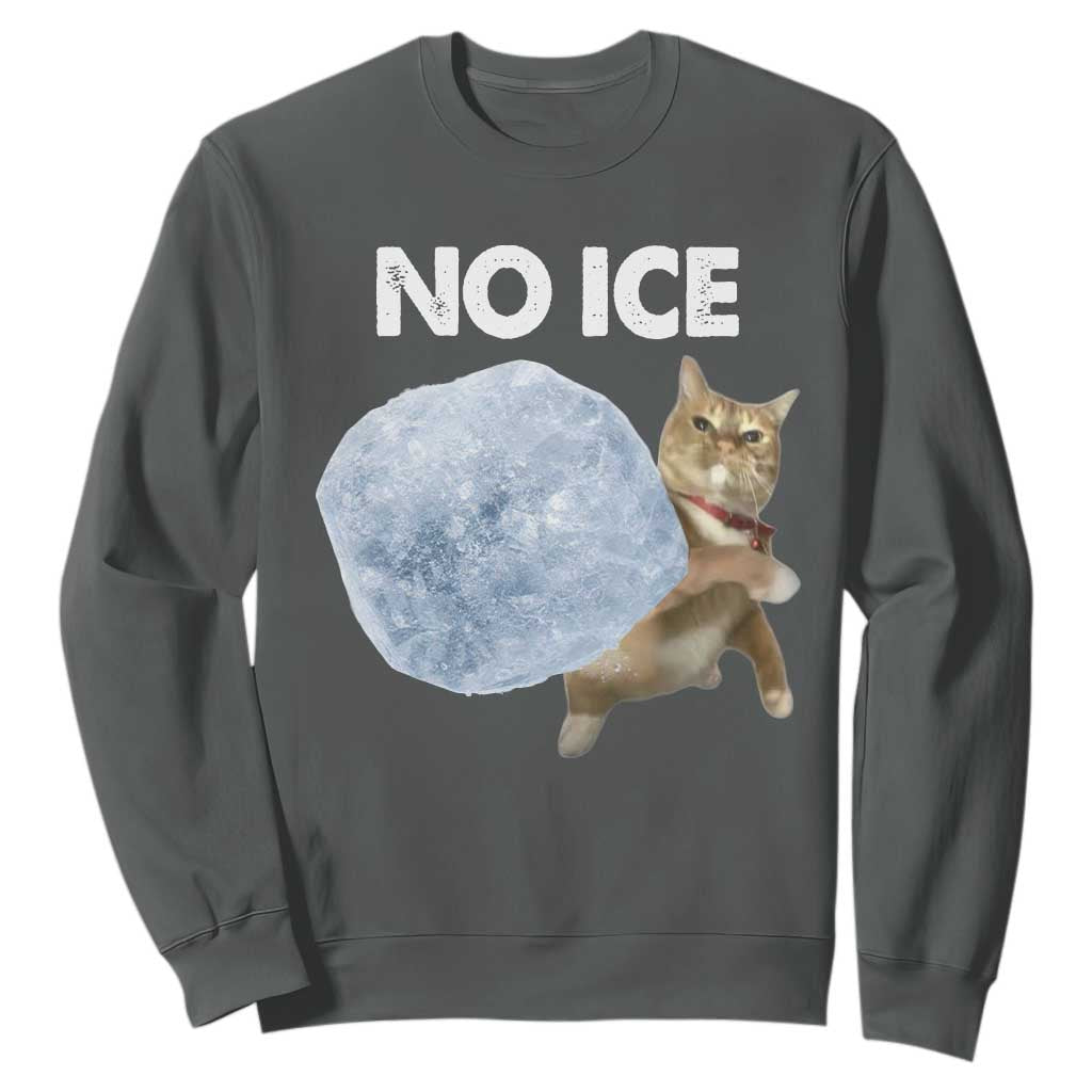 No Ice Sweatshirt Funny Cat Meme Subtle FDT Political Satire TS10 Dark Heather Print Your Wear