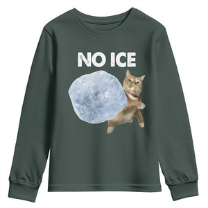 No Ice Youth Sweatshirt Funny Cat Meme Subtle FDT Political Satire TS10 Dark Forest Green Print Your Wear