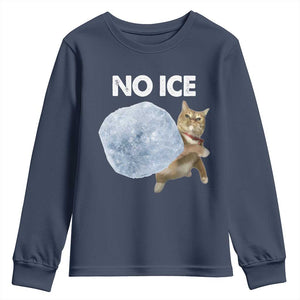 No Ice Youth Sweatshirt Funny Cat Meme Subtle FDT Political Satire TS10 Navy Print Your Wear
