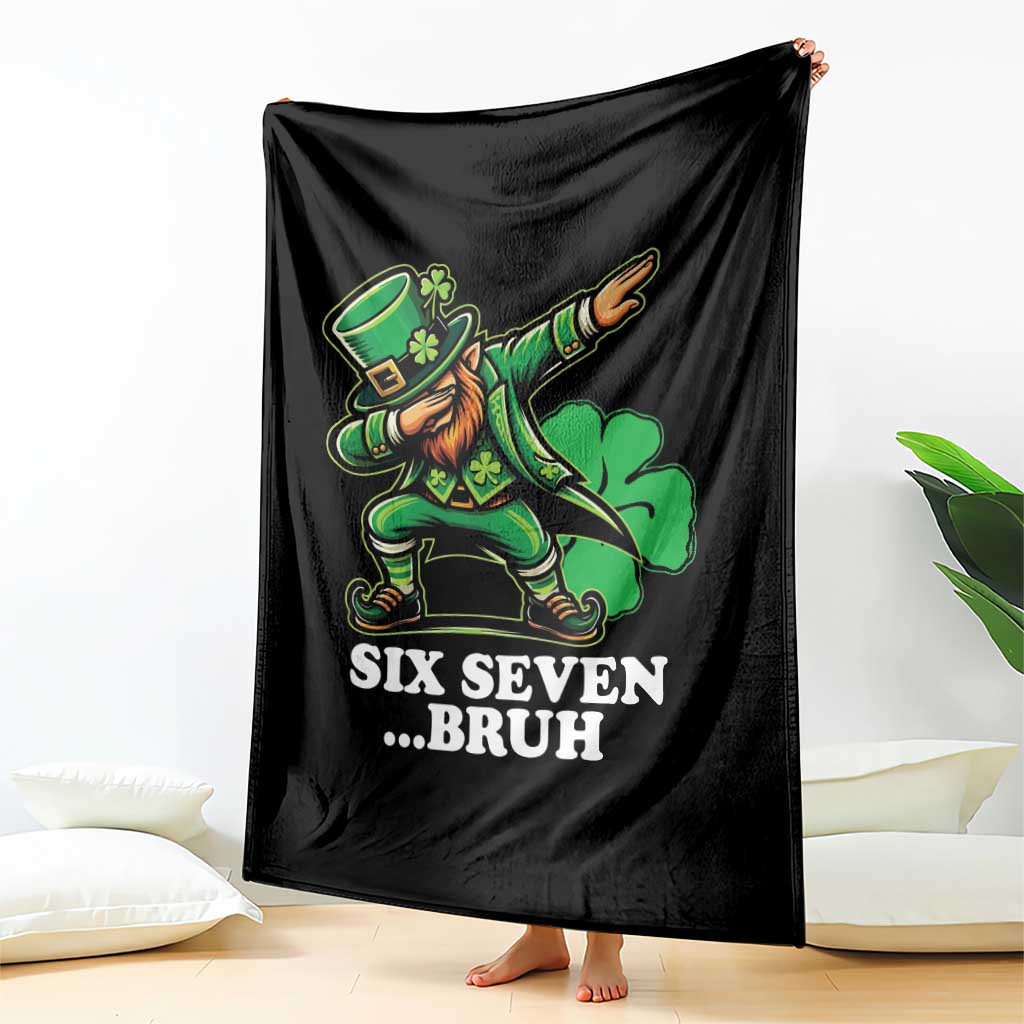 St Patricks Day Six Seven Bruh Throw Blanket Leprechaun 67 Meme Irish Ireland Lucky Shamrocks TS10 Print Your Wear