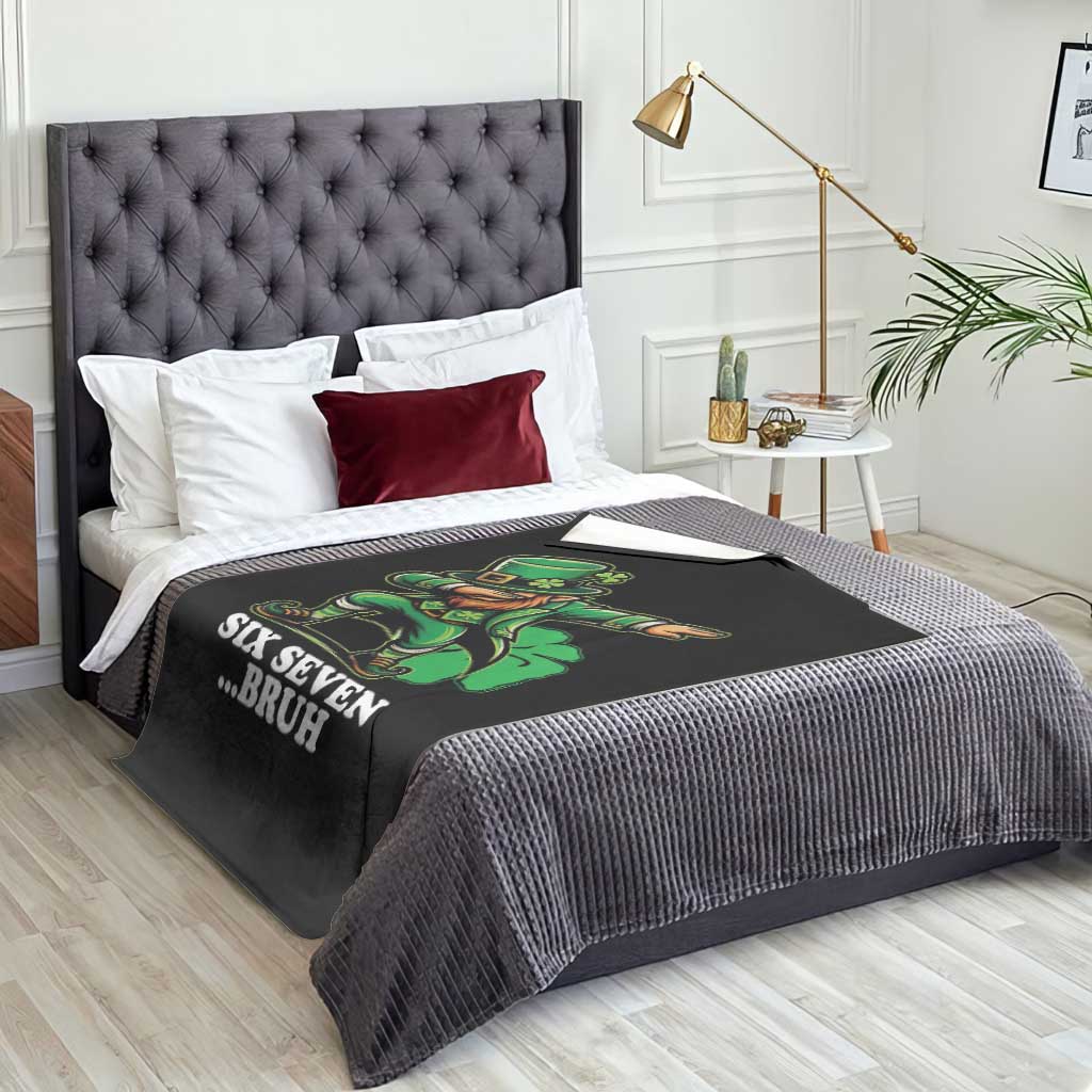St Patricks Day Six Seven Bruh Throw Blanket Leprechaun 67 Meme Irish Ireland Lucky Shamrocks TS10 Print Your Wear