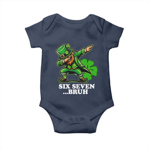 St Patricks Day Six Seven Bruh Baby Onesie Leprechaun 67 Meme Irish Ireland Lucky Shamrocks TS10 Navy Print Your Wear