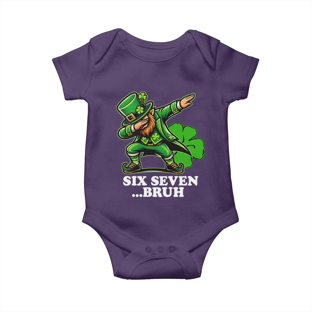 St Patricks Day Six Seven Bruh Baby Onesie Leprechaun 67 Meme Irish Ireland Lucky Shamrocks TS10 Purple Print Your Wear