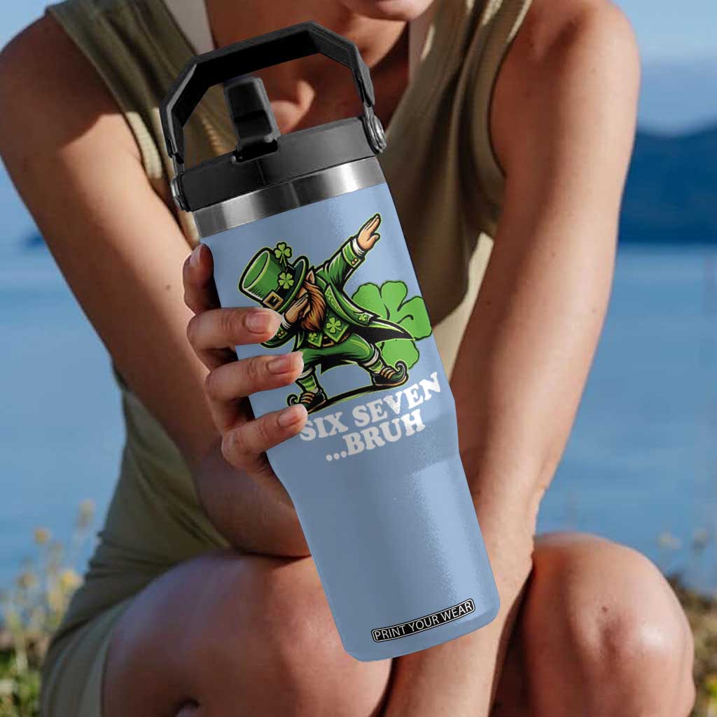 St Patricks Day Six Seven Bruh Flip Straw Tumbler Leprechaun 67 Meme Irish Ireland Lucky Shamrocks TS10 One Size: 30 oz Light Blue Print Your Wear