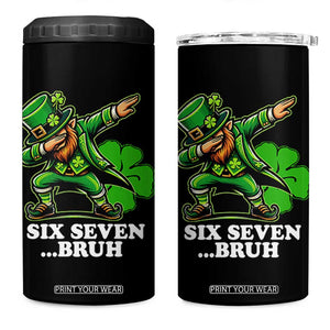 St Patricks Day Six Seven Bruh 4 in 1 Can Cooler Tumbler Leprechaun 67 Meme Irish Ireland Lucky Shamrocks TS10 One Size: 16 oz Black Print Your Wear