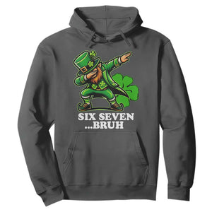 St Patricks Day Six Seven Bruh Hoodie Leprechaun 67 Meme Irish Ireland Lucky Shamrocks TS10 Dark Heather Print Your Wear