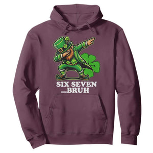 St Patricks Day Six Seven Bruh Hoodie Leprechaun 67 Meme Irish Ireland Lucky Shamrocks TS10 Maroon Print Your Wear