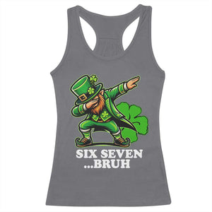 St Patricks Day Six Seven Bruh Racerback Tank Top Leprechaun 67 Meme Irish Ireland Lucky Shamrocks TS10 Charcoal Print Your Wear