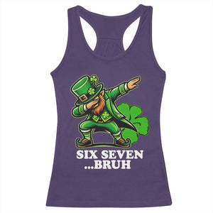 St Patricks Day Six Seven Bruh Racerback Tank Top Leprechaun 67 Meme Irish Ireland Lucky Shamrocks TS10 Purple Print Your Wear
