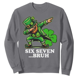 St Patricks Day Six Seven Bruh Sweatshirt Leprechaun 67 Meme Irish Ireland Lucky Shamrocks TS10 Charcoal Print Your Wear