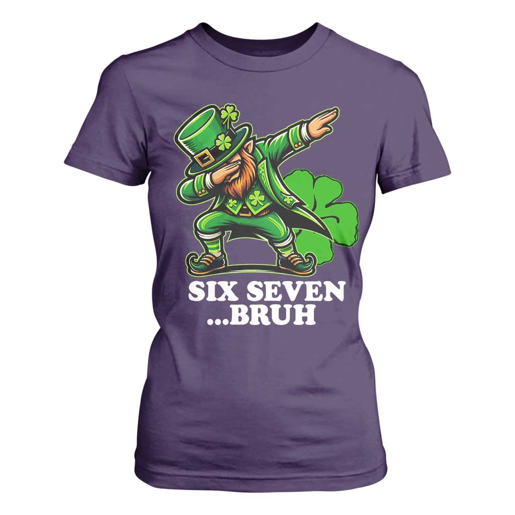 St Patricks Day Six Seven Bruh T Shirt For Women Leprechaun 67 Meme Irish Ireland Lucky Shamrocks TS10 Purple Print Your Wear