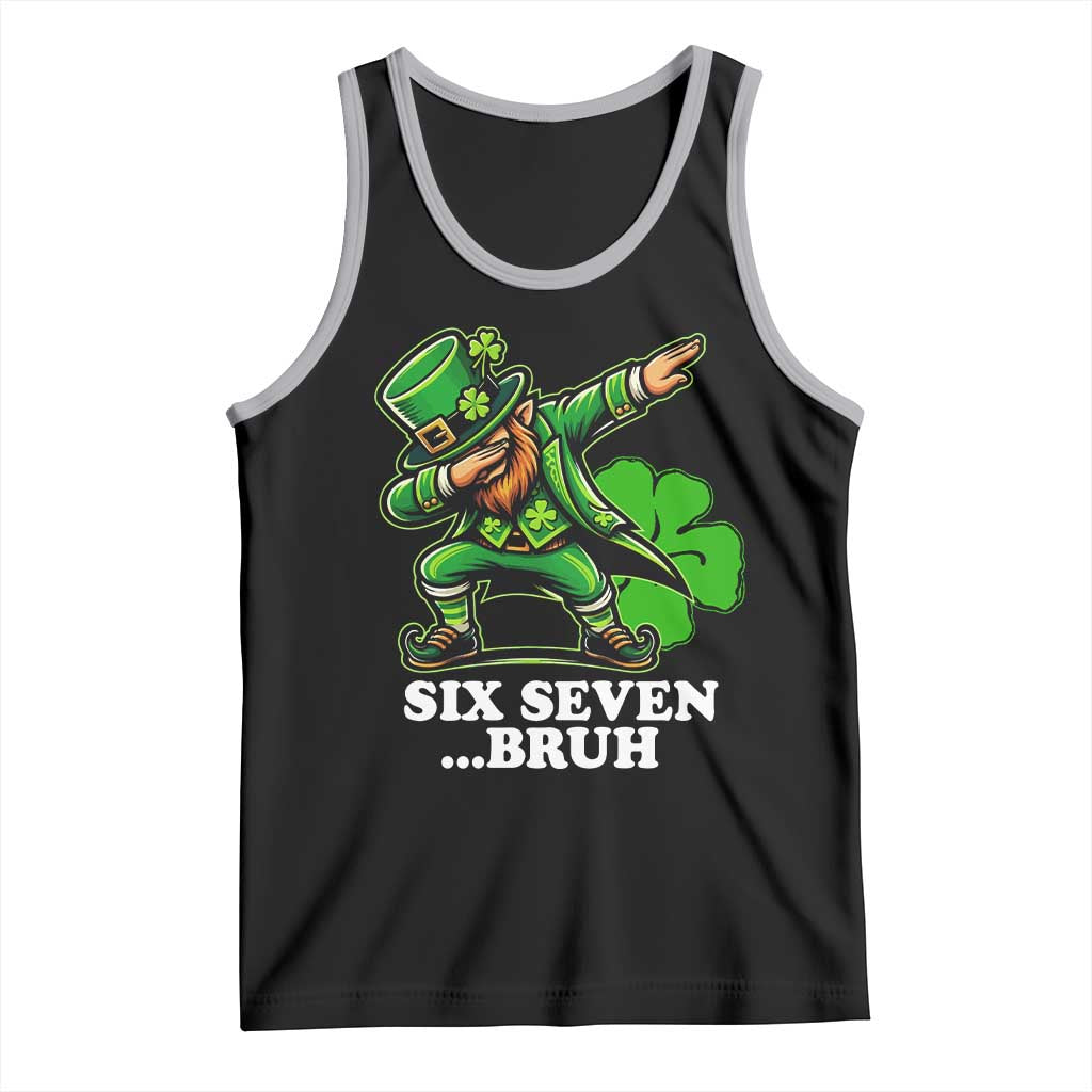 St Patricks Day Six Seven Bruh Tank Top Leprechaun 67 Meme Irish Ireland Lucky Shamrocks TS10 Black Athletic Heather Print Your Wear