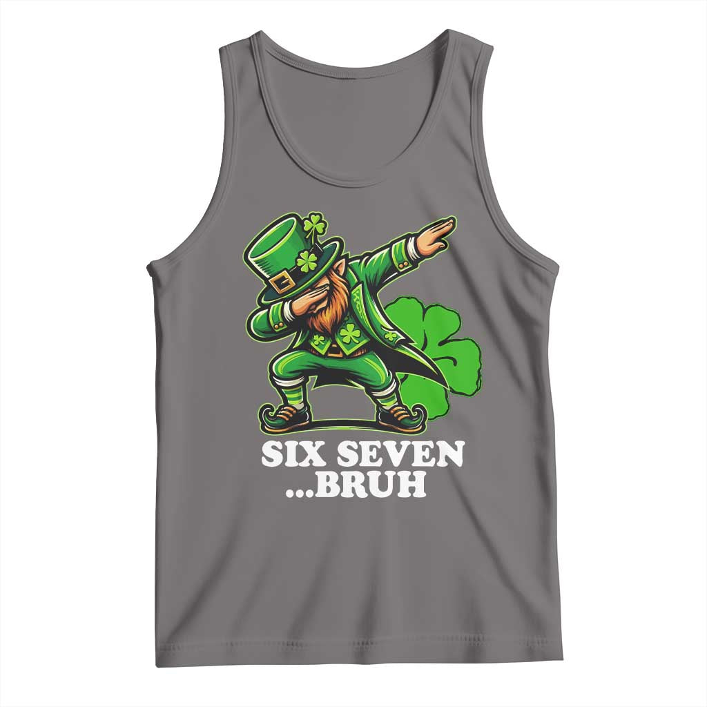 St Patricks Day Six Seven Bruh Tank Top Leprechaun 67 Meme Irish Ireland Lucky Shamrocks TS10 Deep Heather Print Your Wear