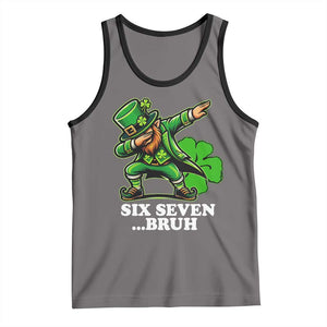 St Patricks Day Six Seven Bruh Tank Top Leprechaun 67 Meme Irish Ireland Lucky Shamrocks TS10 Deep Heather Black Print Your Wear