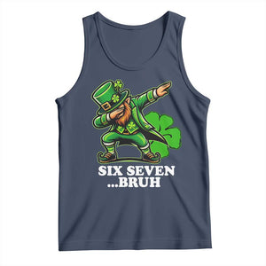 St Patricks Day Six Seven Bruh Tank Top Leprechaun 67 Meme Irish Ireland Lucky Shamrocks TS10 Navy Print Your Wear