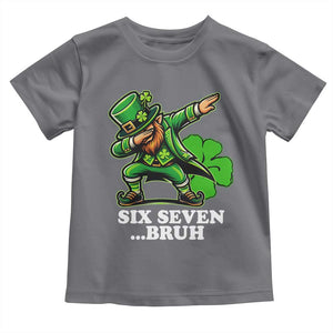 St Patricks Day Six Seven Bruh Toddler T Shirt Leprechaun 67 Meme Irish Ireland Lucky Shamrocks TS10 Charcoal Print Your Wear