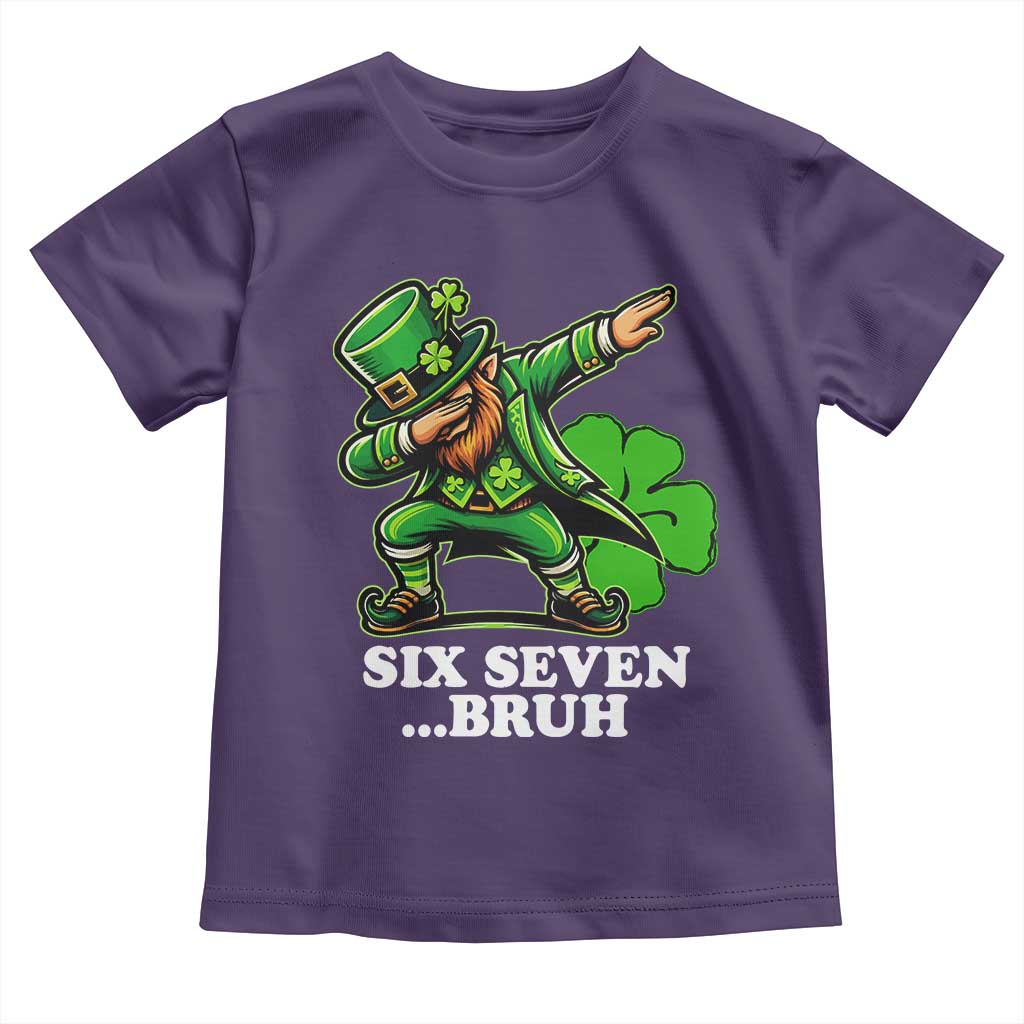 St Patricks Day Six Seven Bruh Toddler T Shirt Leprechaun 67 Meme Irish Ireland Lucky Shamrocks TS10 Purple Print Your Wear