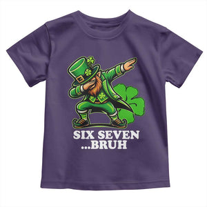 St Patricks Day Six Seven Bruh Toddler T Shirt Leprechaun 67 Meme Irish Ireland Lucky Shamrocks TS10 Purple Print Your Wear