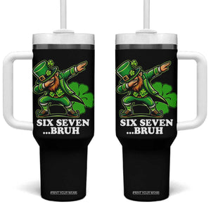 St Patricks Day Six Seven Bruh Tumbler With Handle Leprechaun 67 Meme Irish Ireland Lucky Shamrocks TS10 One Size: 40 oz Black Print Your Wear