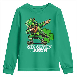 St Patricks Day Six Seven Bruh Youth Sweatshirt Leprechaun 67 Meme Irish Ireland Lucky Shamrocks TS10 Irish Green Print Your Wear