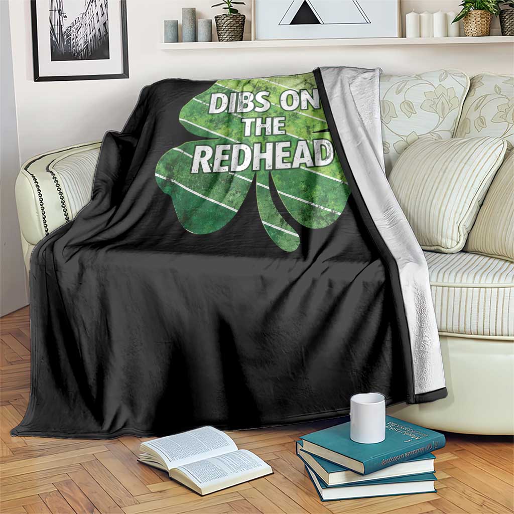Funny Irish St Patricks Day Dibs On The Redhead Throw Blanket Retro Vintage Lucky Shamrock TS10 Print Your Wear