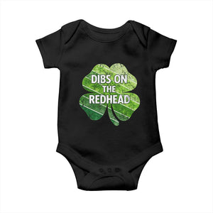 Funny Irish St Patricks Day Dibs On The Redhead Baby Onesie Retro Vintage Lucky Shamrock TS10 Black Print Your Wear