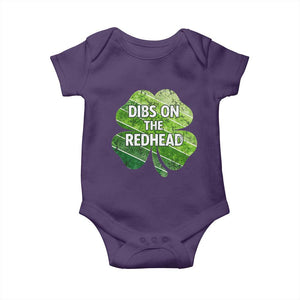 Funny Irish St Patricks Day Dibs On The Redhead Baby Onesie Retro Vintage Lucky Shamrock TS10 Purple Print Your Wear