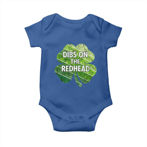 Funny Irish St Patricks Day Dibs On The Redhead Baby Onesie Retro Vintage Lucky Shamrock TS10 Royal Blue Print Your Wear