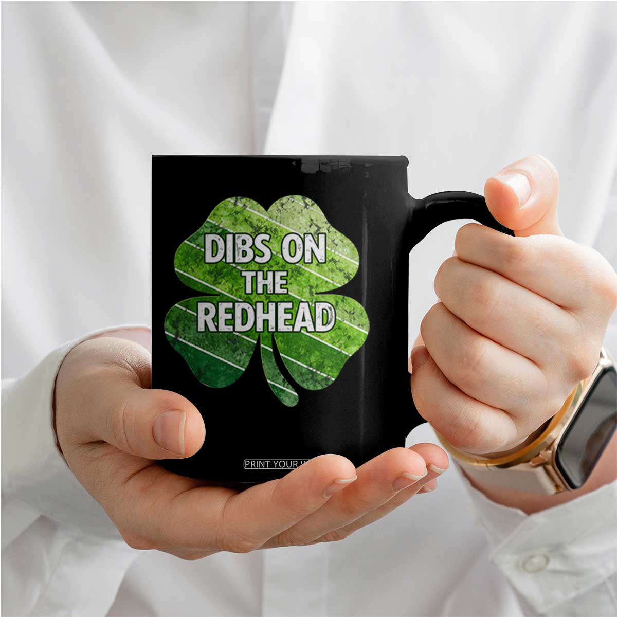 Funny Irish St Patricks Day Dibs On The Redhead Coffee Mug Retro Vintage Lucky Shamrock TS10 Print Your Wear