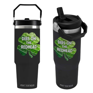 Funny Irish St Patricks Day Dibs On The Redhead Flip Straw Tumbler Retro Vintage Lucky Shamrock TS10 One Size: 30 oz Black Print Your Wear