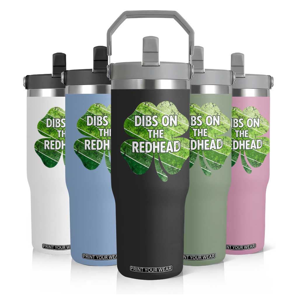 Funny Irish St Patricks Day Dibs On The Redhead Flip Straw Tumbler Retro Vintage Lucky Shamrock TS10 Print Your Wear
