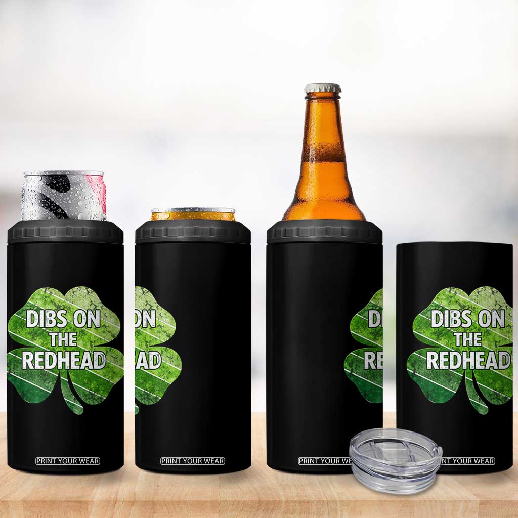 Funny Irish St Patricks Day Dibs On The Redhead 4 in 1 Can Cooler Tumbler Retro Vintage Lucky Shamrock TS10 Print Your Wear