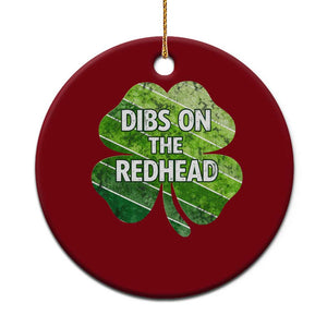 Funny Irish St Patricks Day Dibs On The Redhead Ceramic Ornament Retro Vintage Lucky Shamrock TS10 1pc Red Print Your Wear