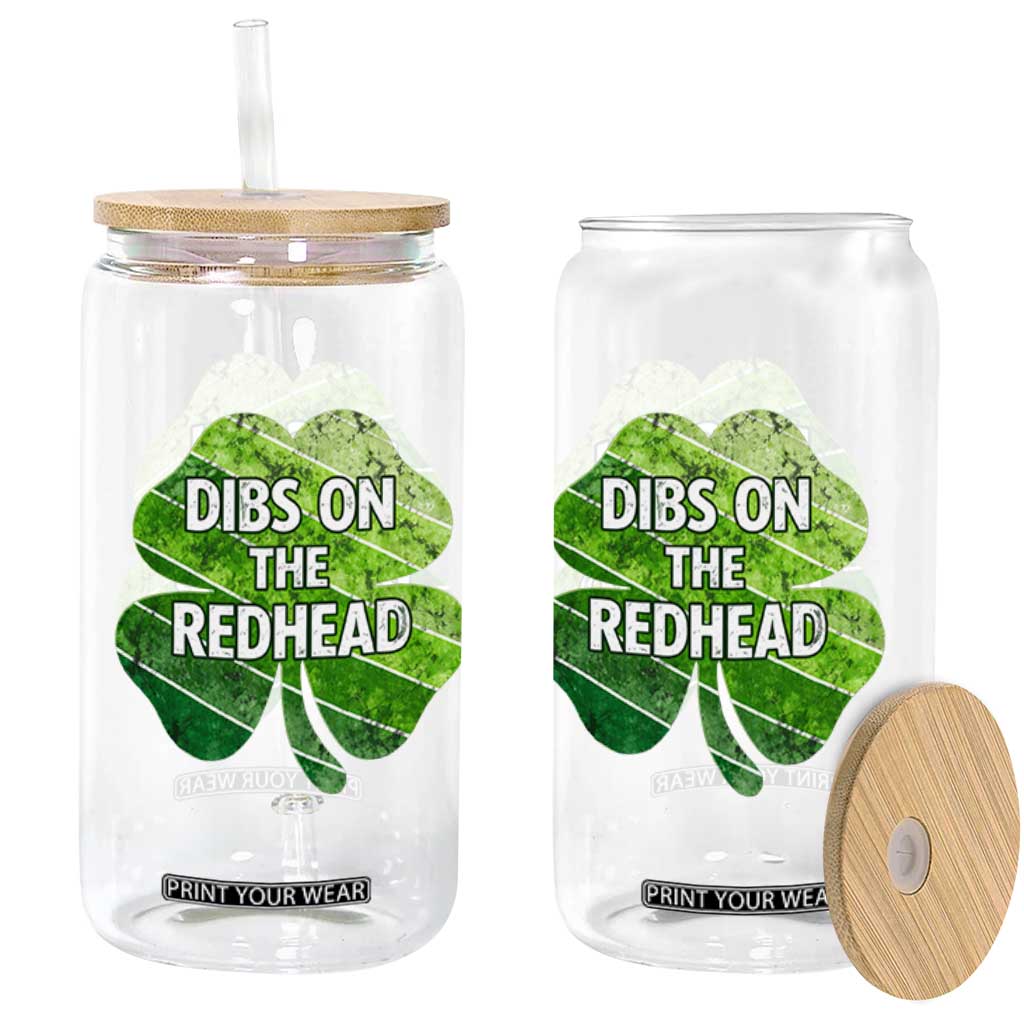 Funny Irish St Patricks Day Dibs On The Redhead Glass Can Retro Vintage Lucky Shamrock TS10 Print Your Wear