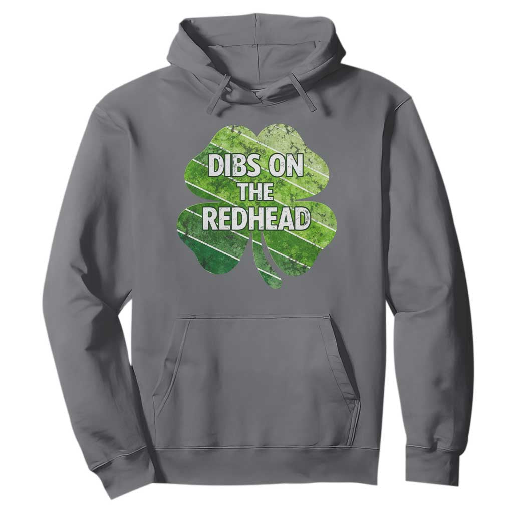 Funny Irish St Patricks Day Dibs On The Redhead Hoodie Retro Vintage Lucky Shamrock TS10 Charcoal Print Your Wear