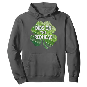 Funny Irish St Patricks Day Dibs On The Redhead Hoodie Retro Vintage Lucky Shamrock TS10 Dark Heather Print Your Wear