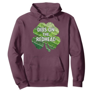 Funny Irish St Patricks Day Dibs On The Redhead Hoodie Retro Vintage Lucky Shamrock TS10 Maroon Print Your Wear