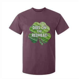 Funny Irish St Patricks Day Dibs On The Redhead T Shirt For Kid Retro Vintage Lucky Shamrock TS10 Maroon Print Your Wear
