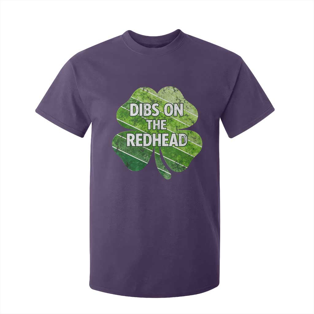 Funny Irish St Patricks Day Dibs On The Redhead T Shirt For Kid Retro Vintage Lucky Shamrock TS10 Purple Print Your Wear