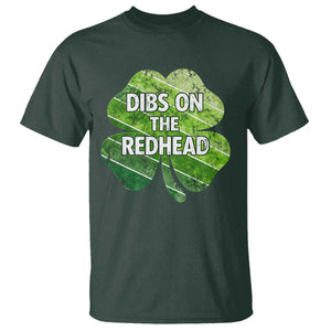 Funny Irish St Patricks Day Dibs On The Redhead T Shirt Retro Vintage Lucky Shamrock TS10 Dark Forest Green Print Your Wear