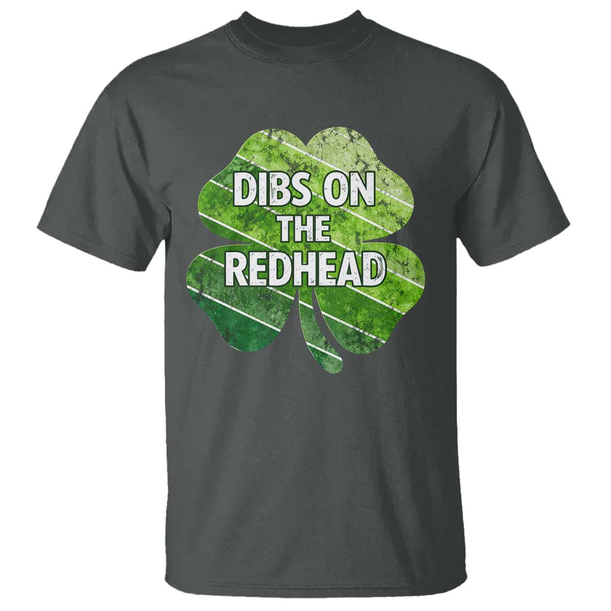 Funny Irish St Patricks Day Dibs On The Redhead T Shirt Retro Vintage Lucky Shamrock TS10 Dark Heather Print Your Wear