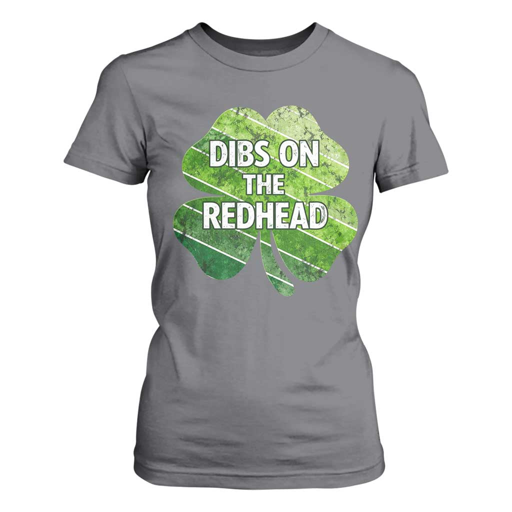 Funny Irish St Patricks Day Dibs On The Redhead T Shirt For Women Retro Vintage Lucky Shamrock TS10 Charcoal Print Your Wear