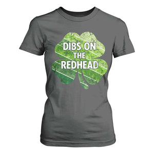 Funny Irish St Patricks Day Dibs On The Redhead T Shirt For Women Retro Vintage Lucky Shamrock TS10 Dark Heather Print Your Wear
