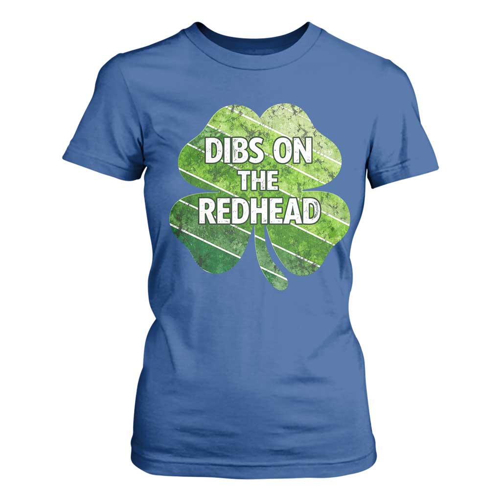 Funny Irish St Patricks Day Dibs On The Redhead T Shirt For Women Retro Vintage Lucky Shamrock TS10 Royal Blue Print Your Wear