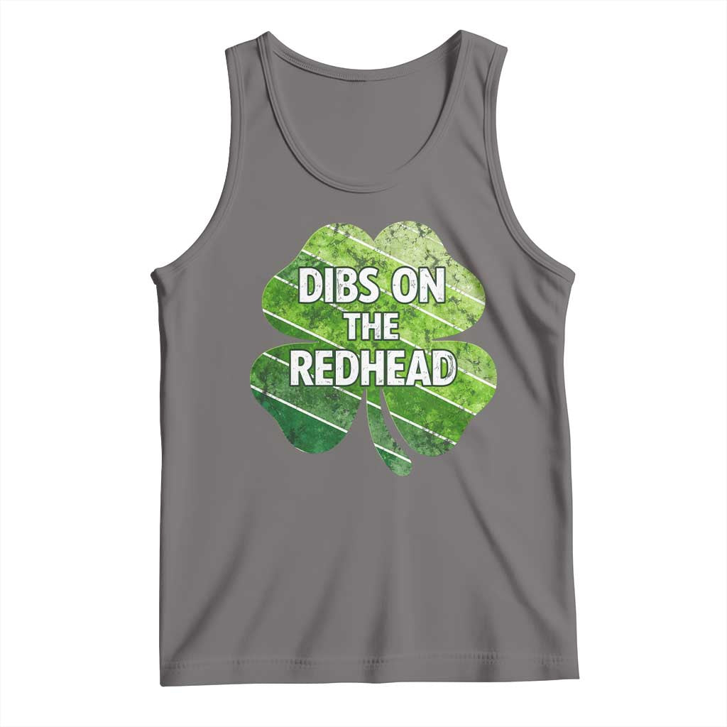 Funny Irish St Patricks Day Dibs On The Redhead Tank Top Retro Vintage Lucky Shamrock TS10 Deep Heather Print Your Wear